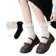White lolita thin lolita mid-calf socks and shoes