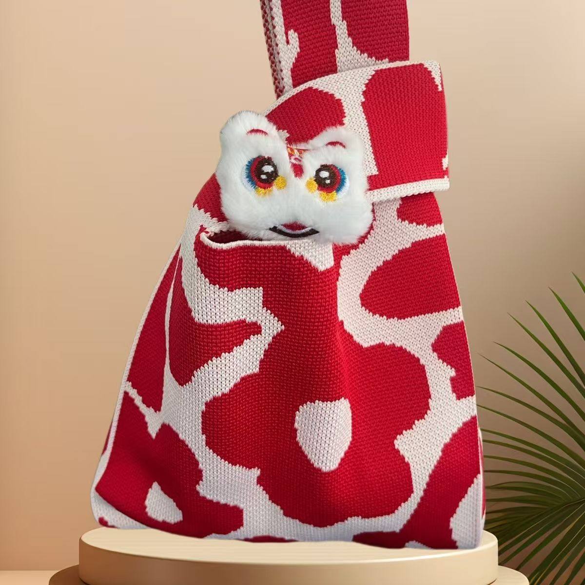 新年大容量小包包针织袋手提袋外出门便携收纳手腕喜庆马年2026,淘宝优惠券,粉丝福利购,淘宝优惠卷