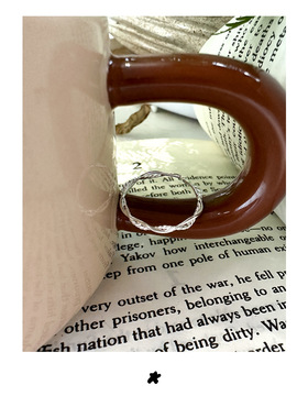 S925银韩版ins风小众设计双层线条缠绕麻花戒指女开口百搭