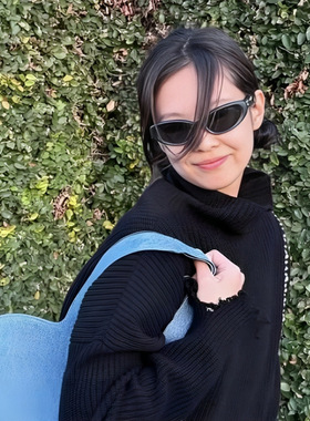 gm墨镜女Jennie同款欧美椭圆猫眼太阳镜潮Y2K糖果色户外运动骑行