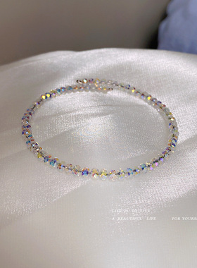 ins风两件套炫彩人造水晶款手镯