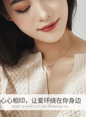 爱心项链女夏纯银锁骨链轻奢级设计感小众2022年新款七夕礼物