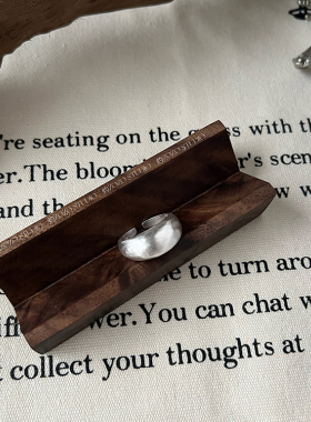 INS风简约清冷感简约素圈百搭哑光素银色拉丝月亮古法泥鳅背戒指