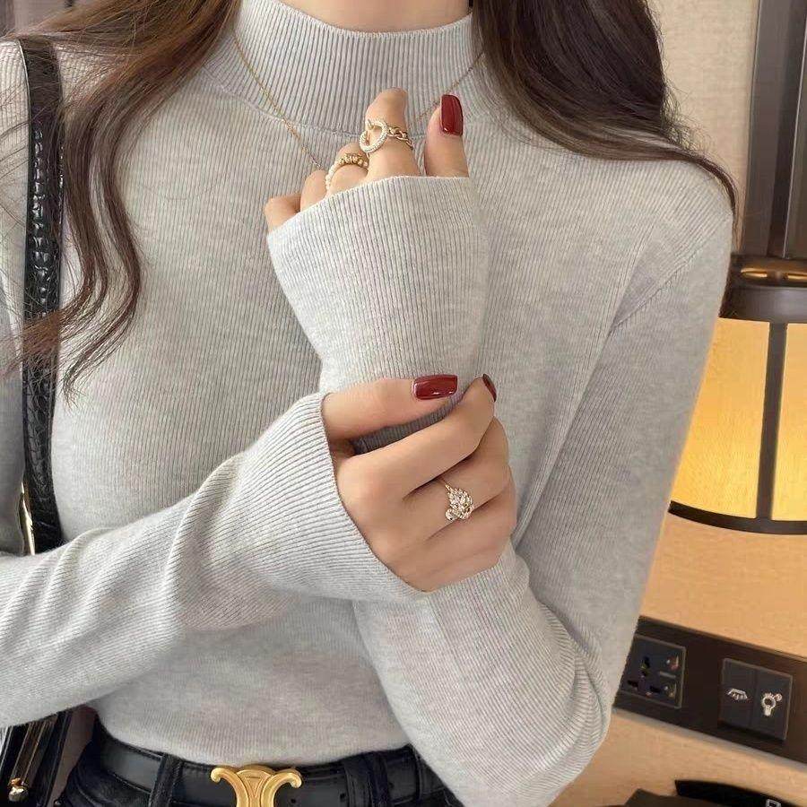 半高领毛衣打底秋冬修身显瘦内搭针织衫纯色洋气新款长袖百搭上衣,淘宝优惠券,粉丝福利购,淘宝优惠卷