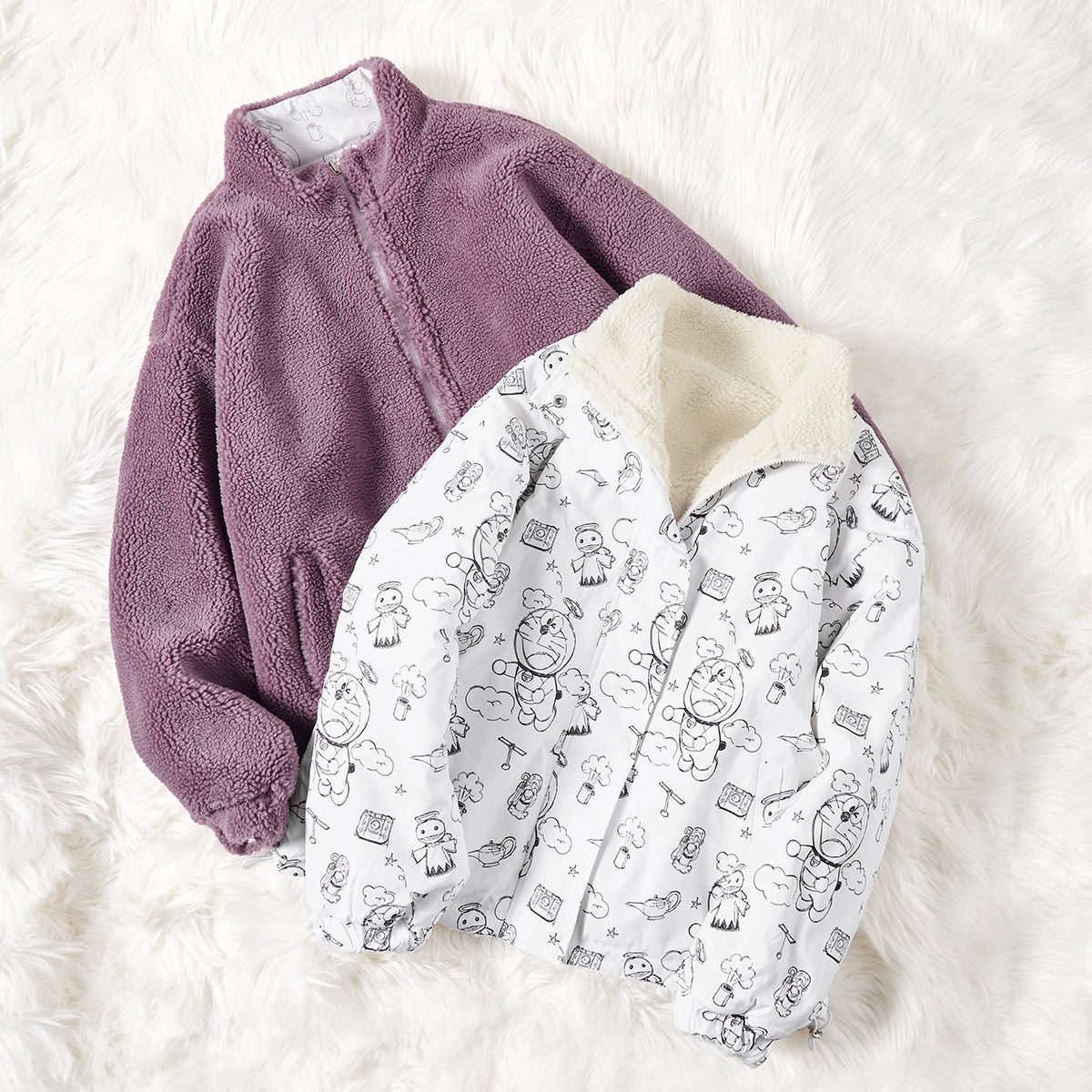 【哆啦a梦联名】盛放羊羔毛绒短外套 盛放短外套