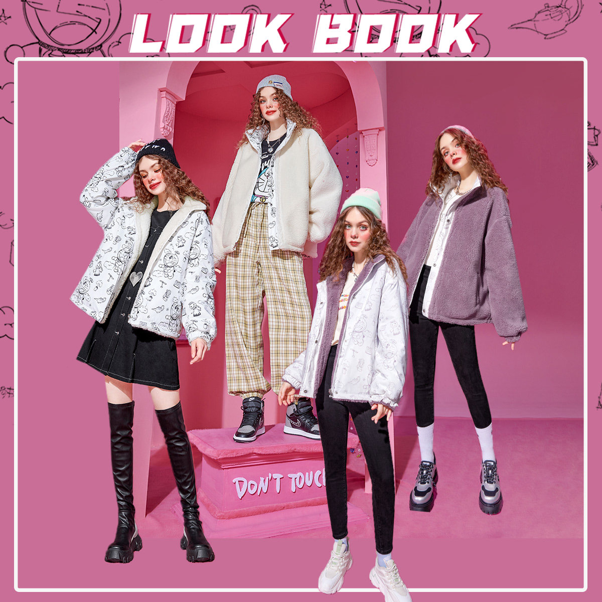 【哆啦a梦联名】盛放羊羔毛绒短外套 盛放短外套