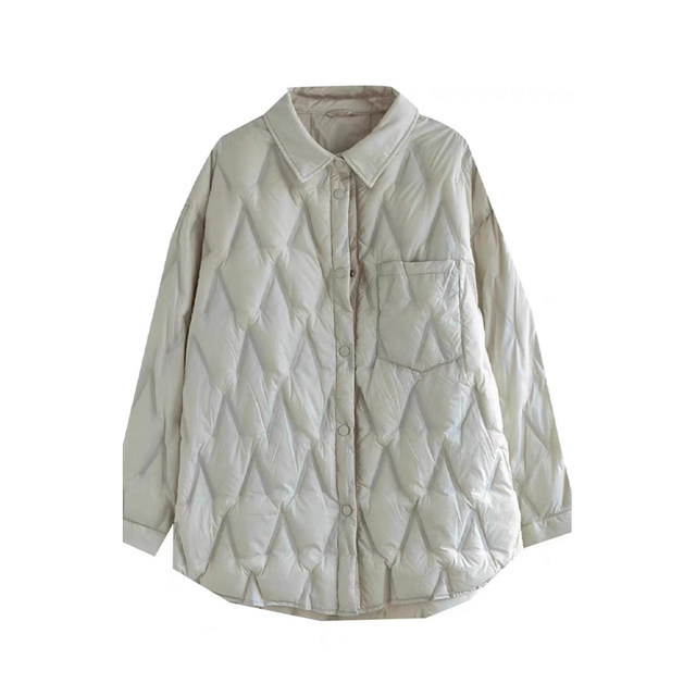 Black down cotton jacket for women 2024 new autumn and winter outer wear loose casual lightweight cotton jacket ~ clearance ready stock