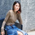 Du Fu với cùng một đoạn trắng co giãn Áo len mỏng nửa cổ nữ mùa thu 2019 mới áo dệt kim nhiều màu - Đan Cardigan shop thời trang nữ Đan Cardigan