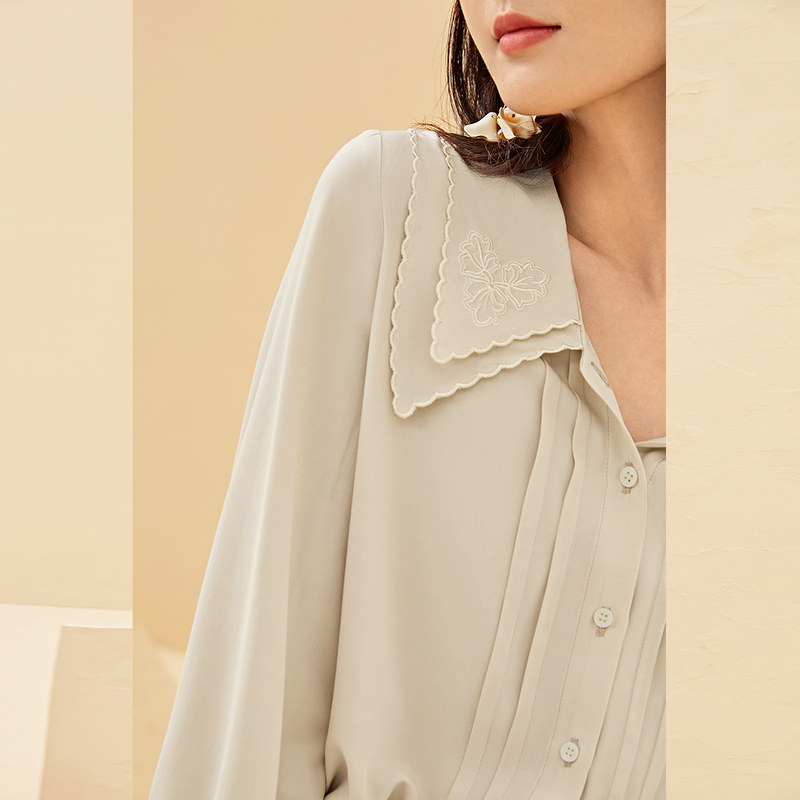 【敦煌系列】对白复古长袖女2020衬衫 对白衬衫