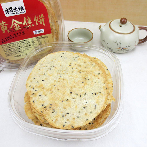 柯大侠黄金焦饼320g芝麻味山东特产0添加蔗糖酥脆薄饼零食小吃 - 图1