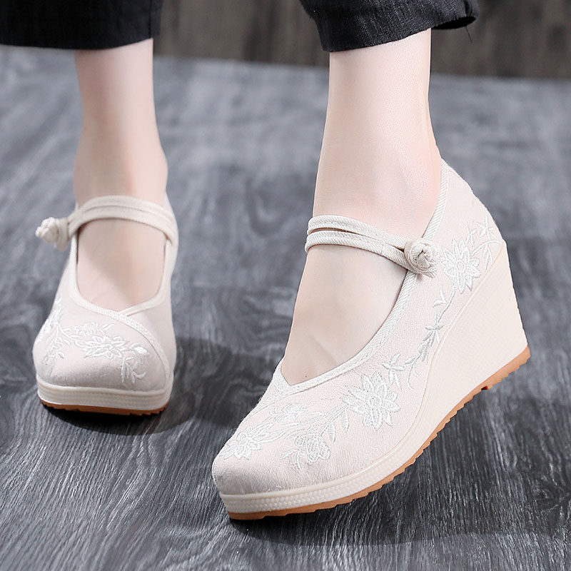禅意鞋子牛筋底复古中国风民族风高跟女绣花鞋北京布鞋旗袍汉服鞋,淘宝优惠券,粉丝福利购,淘宝优惠卷