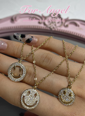 for angel自制｜日常好搭配！3款可选！简约可爱微镶锆石笑脸项链