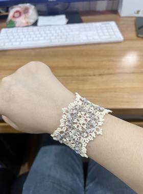 手工蕾丝梭编手链欧美法式复古风小众饰品手链成品现货