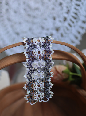 蔡琳同款法国设计复古梭编蕾丝编织手链小红书同款成品