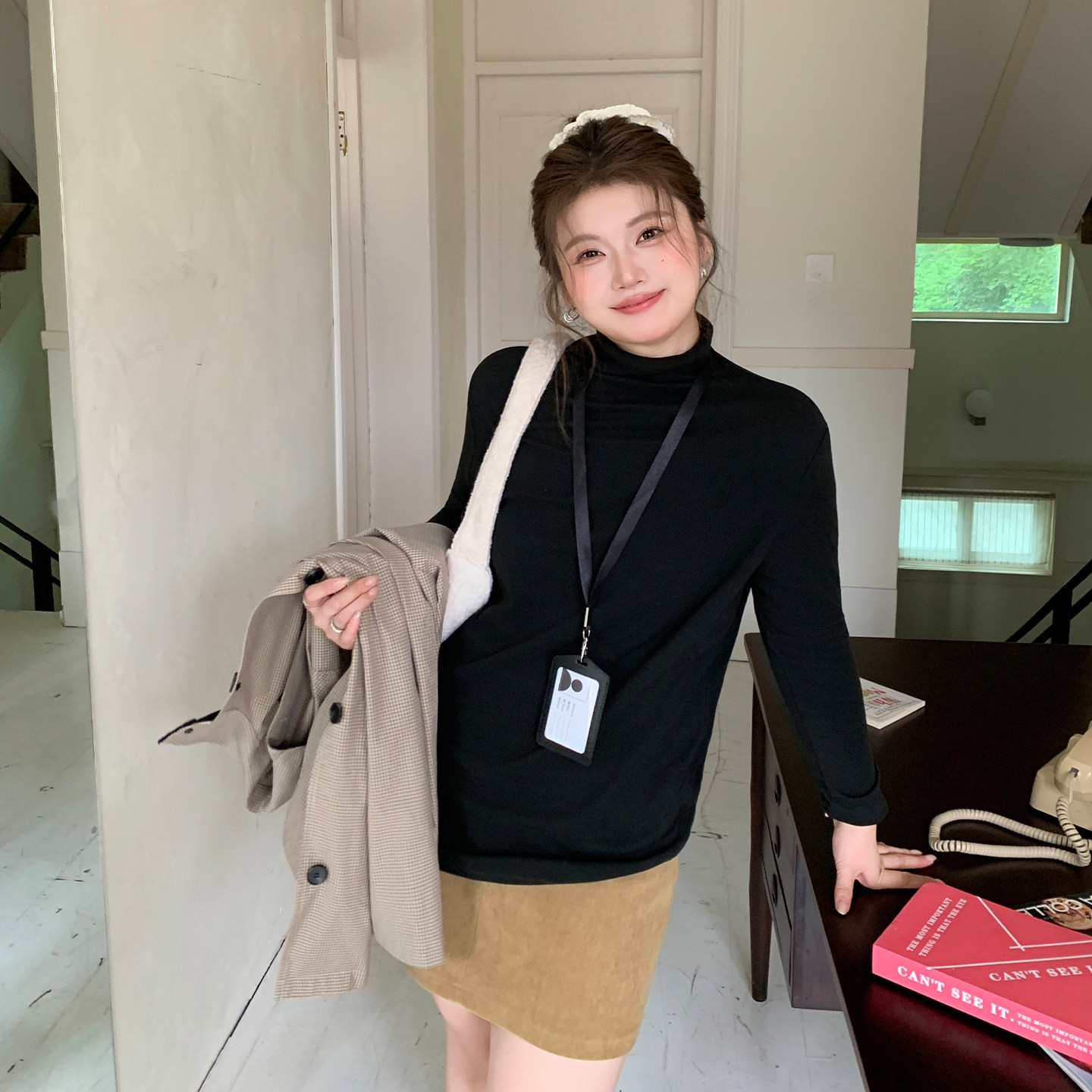 YUZI鱼子针织德绒打底衫特大码女装半高领T恤保暖显瘦秋冬胖mm,淘宝优惠券,粉丝福利购,淘宝优惠卷