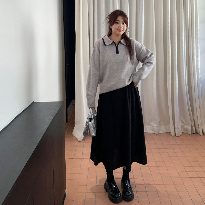 YUZI鱼子棕色半身裙子秋季大码女装微胖mm妹显瘦遮肉百搭中长裙,淘宝优惠券,粉丝福利购,淘宝优惠卷