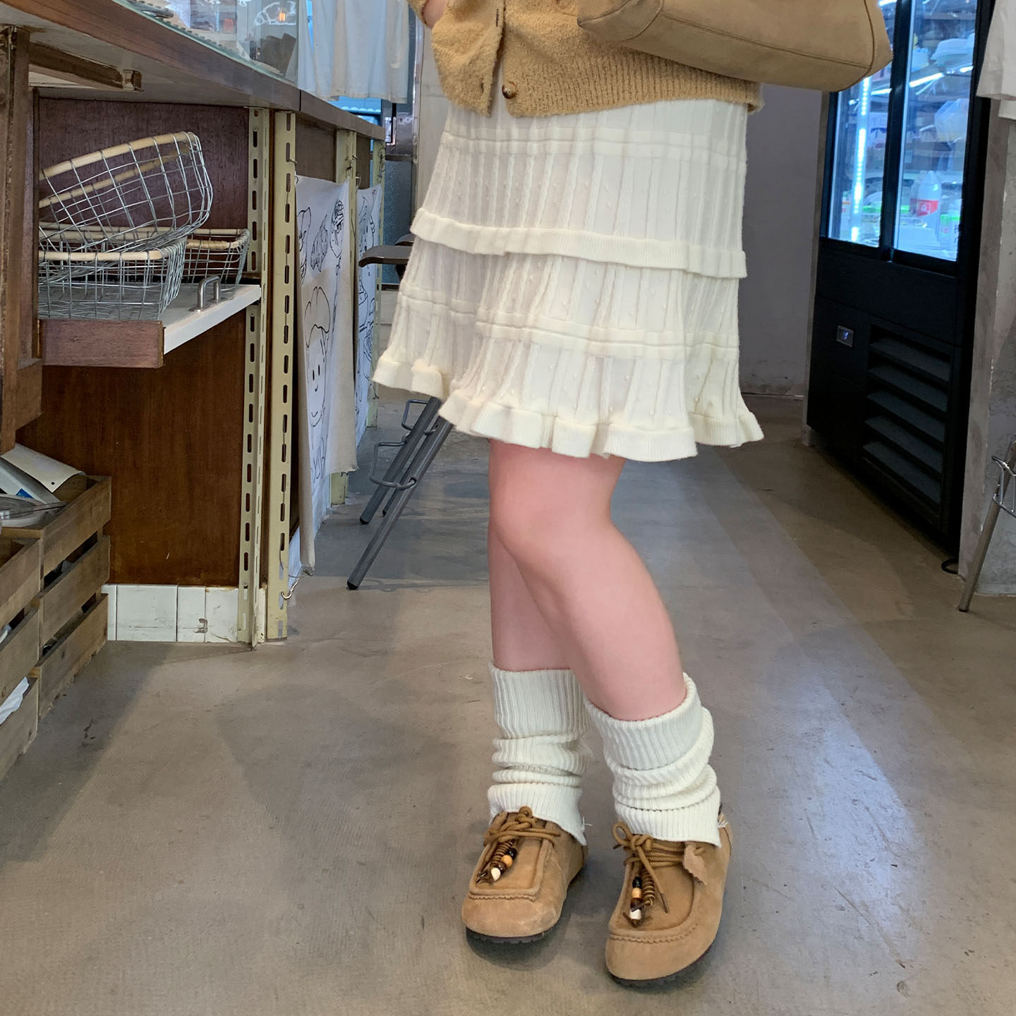 YUZI鱼子针织半身裙双层荷叶边立体波点高腰秋冬高级气质大码女装,淘宝优惠券,粉丝福利购,淘宝优惠卷