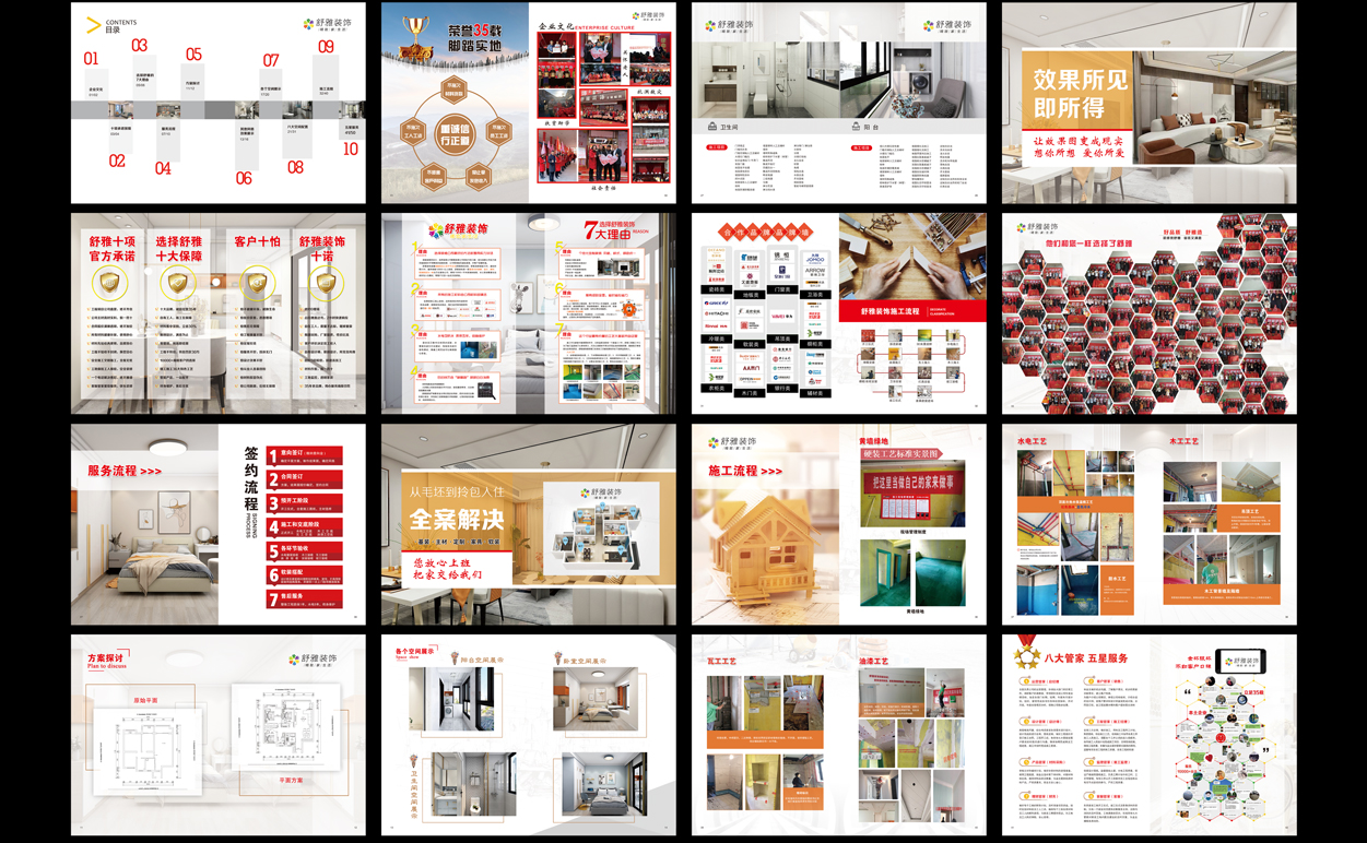 一站式全包家装施工工艺展示模板PS源文件装修流程节点图设计印刷-图1