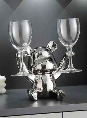 小熊家居饰品陶瓷摆件红酒杯托酒柜摆设收纳客厅床头柜电视柜玄关