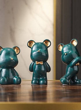 可爱暴力熊书架小摆件轻奢高档家居酒柜装饰品客厅桌面电视柜摆设