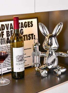电镀兔子红酒架摆件轻奢高档酒柜装饰品创意玄关客厅餐边柜摆设