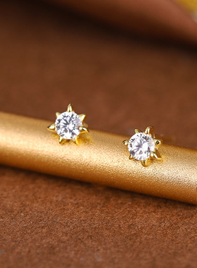 工字链锆石纯银女星星项链