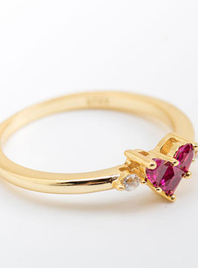 戒指Starjewelry红宝石桃心日系