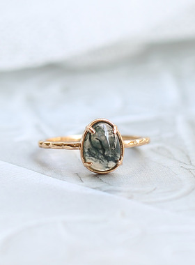 海藻戒指纯银粉礁海洋日系女