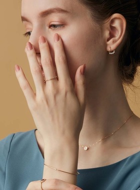 玫瑰切割手镯纯银闪耀单钻日系