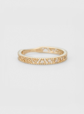 印度遗迹水印钻石纯银戒指