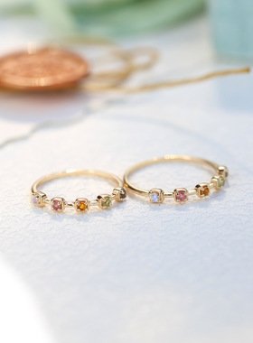 天然碧玺百搭极细纯银戒指指环