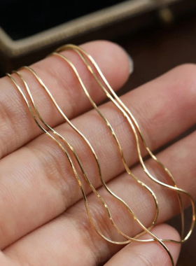 纯银镀金蛇骨链女超闪项链