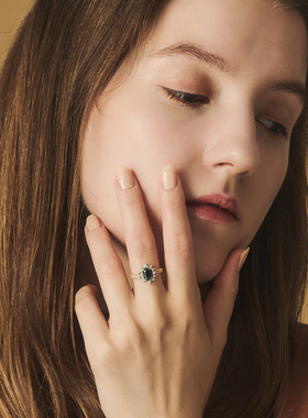 银河光辉蓝宝石渐变项链戒指