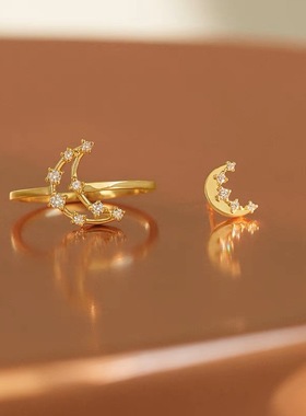 月亮指环暮光月亮纯银日系女