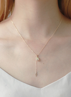 幻彩蛋白石纯银抽拉女双面项链