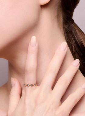 女纯银日系渐变戒指水晶琉璃