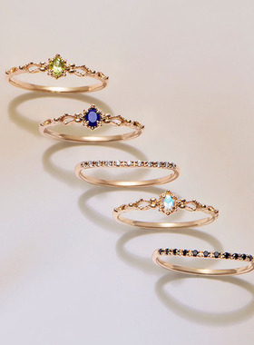 星光戒指纯银日系女蓝月光