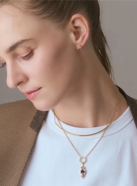 天然紫水晶多宝石纯银吊坠戒指