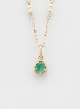 绿水晶纯银女维多利亚风项链