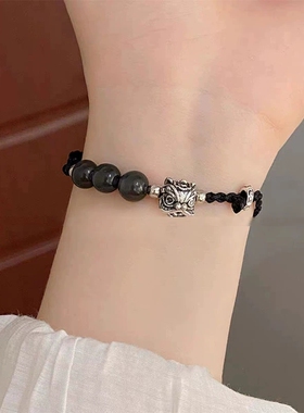 醒狮编织手环手链中式小众玉石