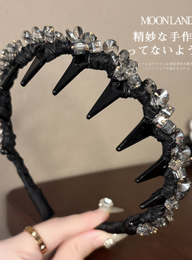 轻奢百搭水晶防滑带齿发箍发卡女