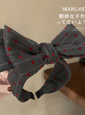 秋冬爱心超大蝴蝶结发箍女高颅顶宽边发卡显脸小压发头箍发捆头饰