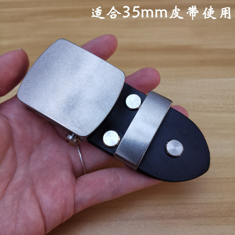 纯钛滚轴自动扣 防过敏外穿式休闲头层牛皮带钛合金男士腰带扣头 - 图0
