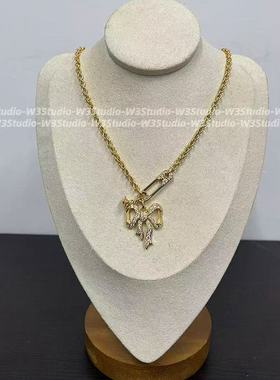 土星飘带立体蝴蝶结别针链条项链