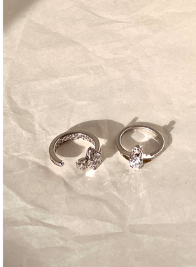 土星戒指小众镶钻国王银色指环