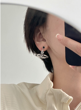 土星黑玛瑙项链手链歪爱心颈链