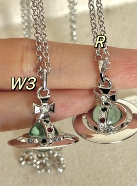 w3studio高品质薄荷绿立体土星球orb长款项链毛衣链叠戴锁骨链女