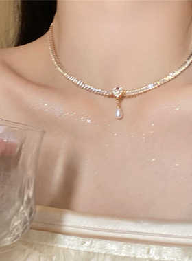 高档气质简单超闪短款项链