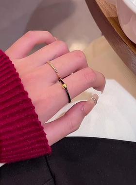 时尚潮人转运珠素圈编织戒指女小众设计可调节尾戒简约冷淡食指戒