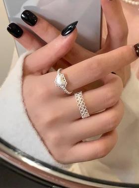 蕾丝爱心戒指轻奢小众高级感